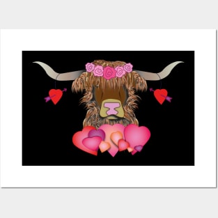 Happy Valentines Day Cow Posters and Art